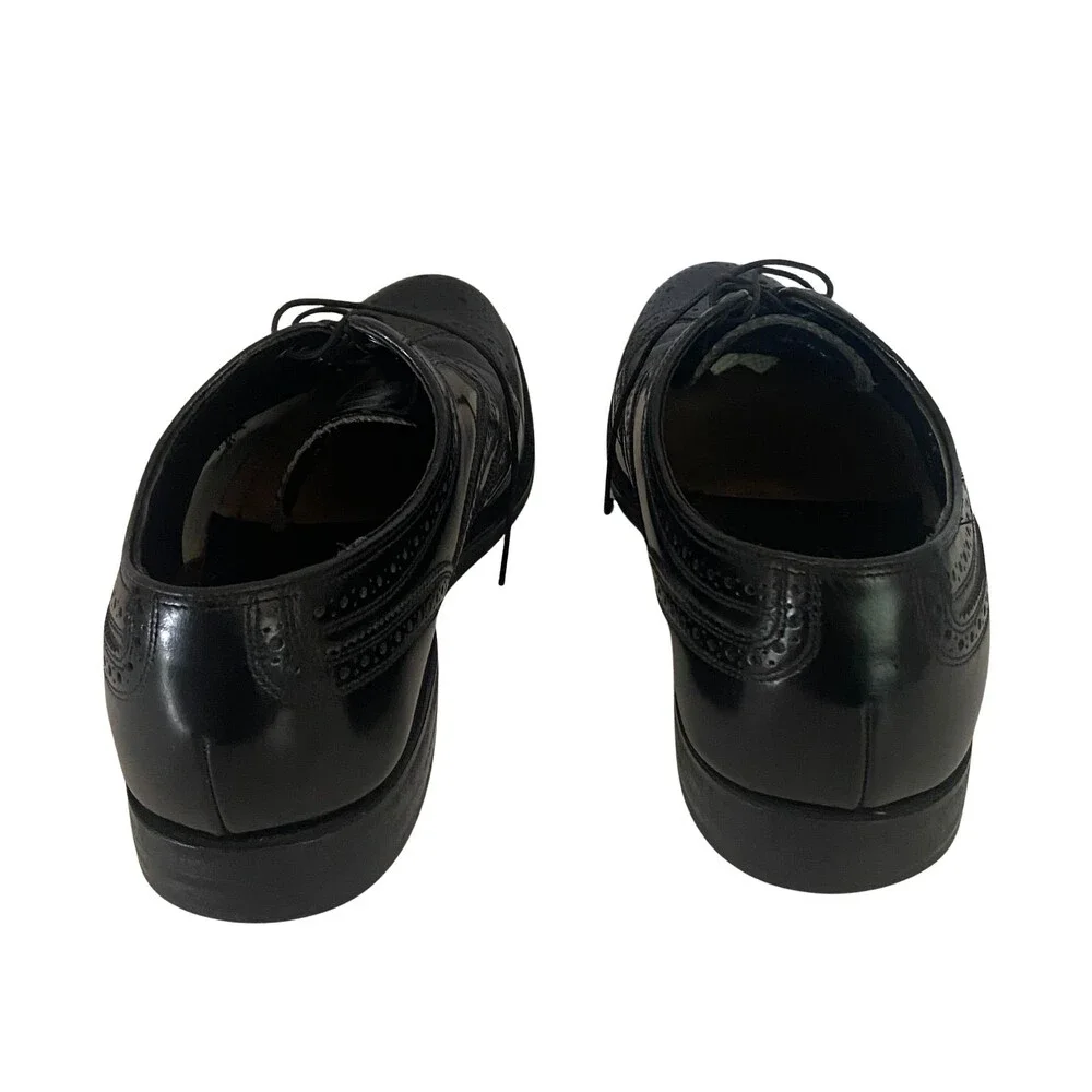 Florsheim VTG Black Pebbled 8D Imperial Wingtip Dress Shoes #20381 Lace Up